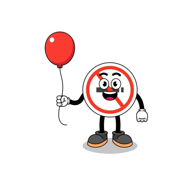 Caricatura de cartel de no fumar con un diseño de personaje de globo