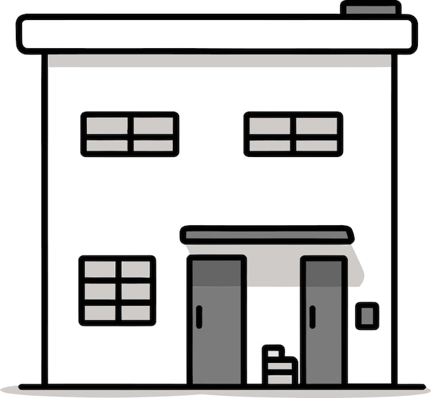 una caricatura de una casa con una ventana que dice el número 3 en ella