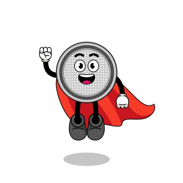 Caricatura de celda de botón con diseño de personaje de superhéroe volador