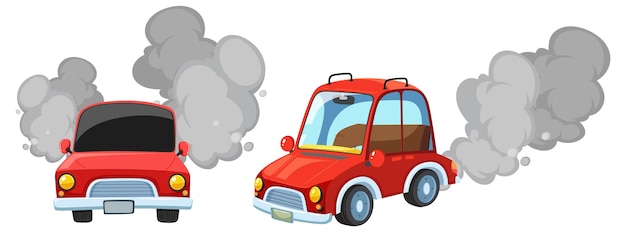 Vector caricatura, coche de época, con, humo