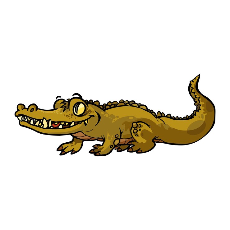 Vector una caricatura de un cocodrilo con una boca grande y dientes
