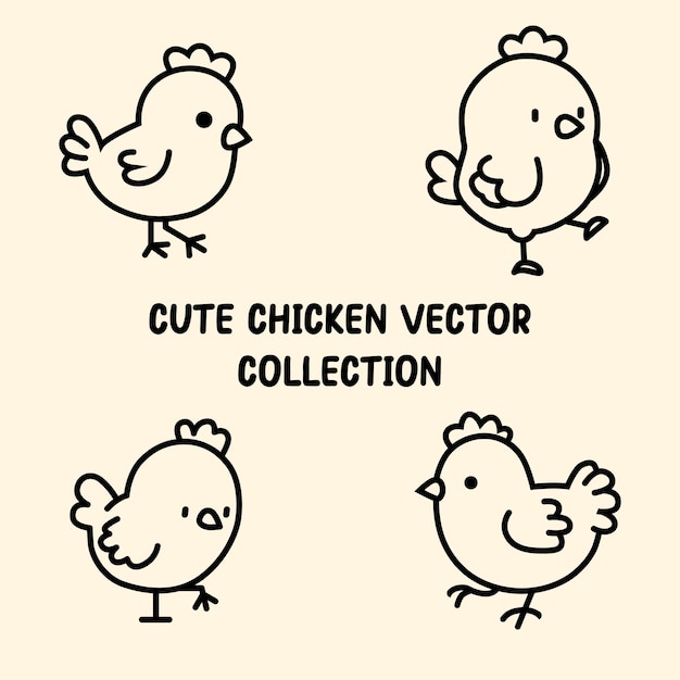 una caricatura de una colección de pollo con un pollo en la parte superior