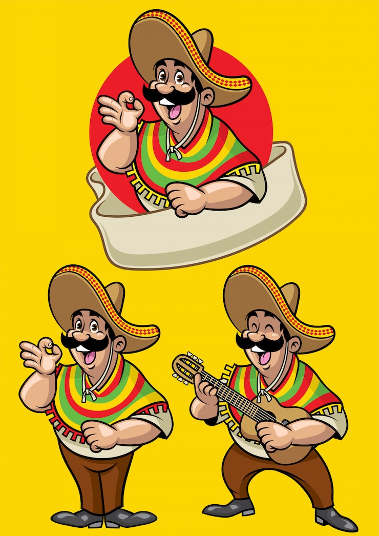Vector caricatura de conjunto de caracteres mexicanos