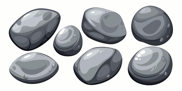 Caricatura de conjunto de piedra de roca Piedras y rocasVector piedra de piedra gris aislada sobre fondo blanco