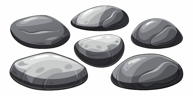 Caricatura de conjunto de piedra de roca Piedras y rocasVector piedra de piedra gris aislada sobre fondo blanco
