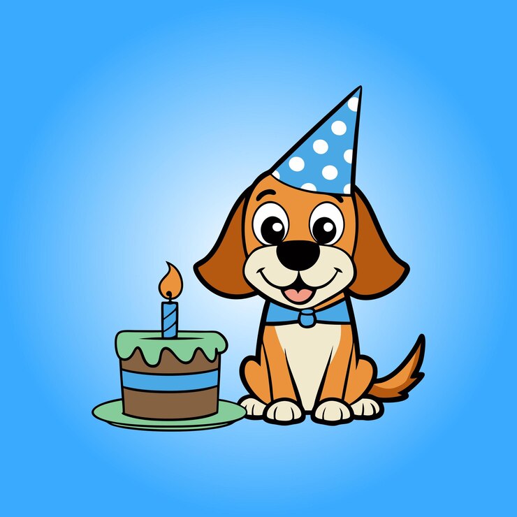 Vector caricatura de cumpleaños de un lindo perro coonhound