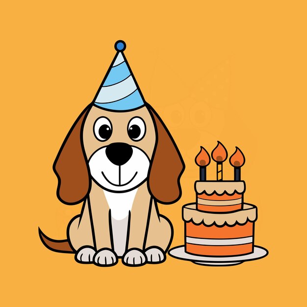 Caricatura de cumpleaños de un lindo perro coonhound