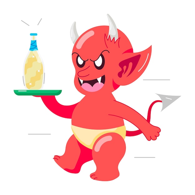 una caricatura de un diablo diablo con una bandeja de queso en él