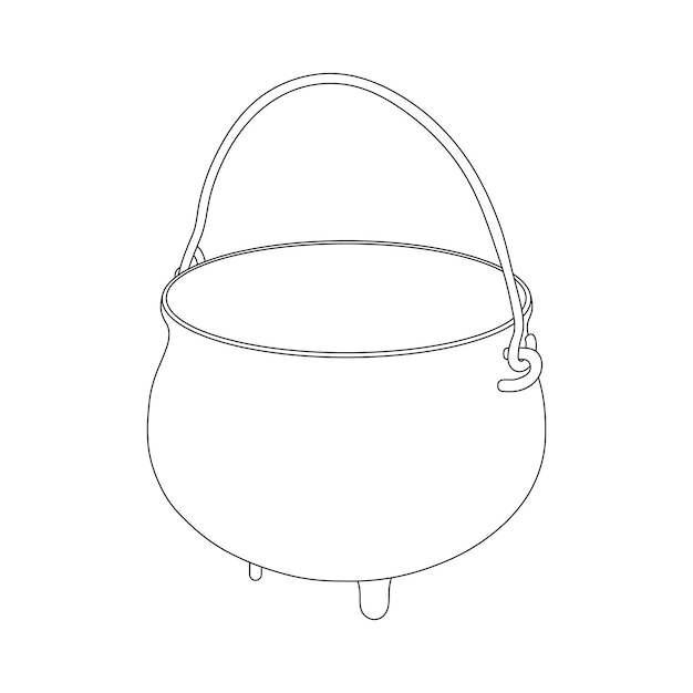 Vector caricatura dibujada a mano ilustración vectorial icono del caldero isolado en blanco