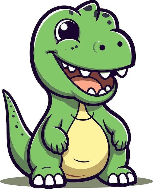 una caricatura de un dinosaurio con una camisa amarilla y una camisa verde