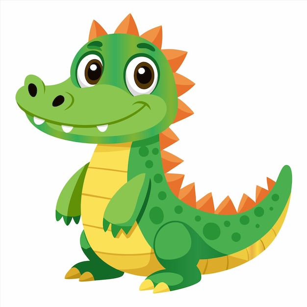 una caricatura de un dinosaurio verde con un fondo blanco