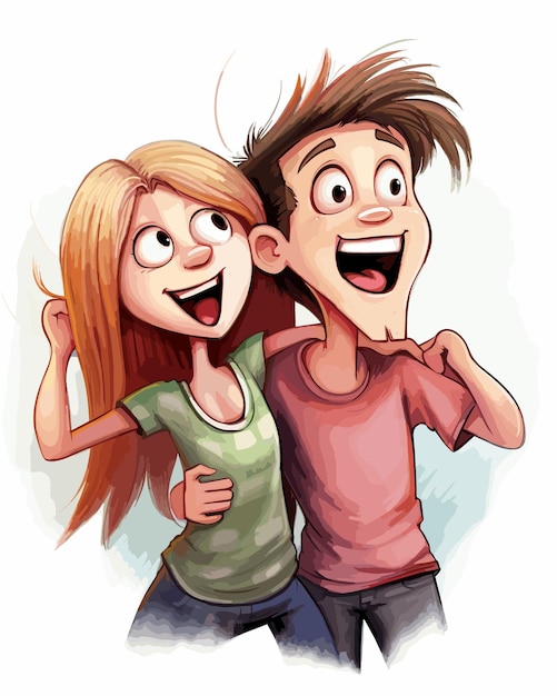 Vector una caricatura de dos personas con una que lleva una camisa verde que dice que la otra es un tipo con una chica en ella
