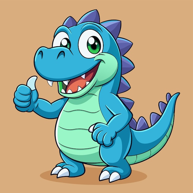 una caricatura de un dragón con un signo de pulgares hacia arriba