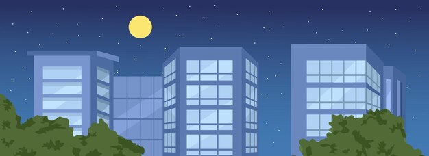 una caricatura de un edificio con una luna llena en el fondo