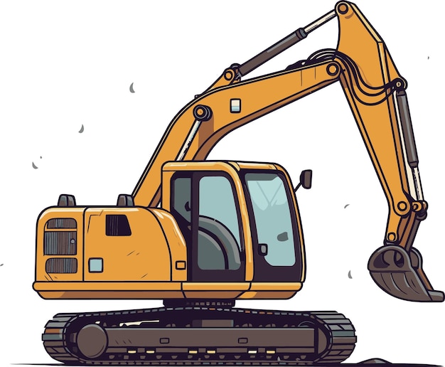 una caricatura de una excavadora amarilla en una tormenta