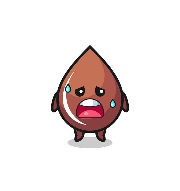La caricatura de fatiga de la gota de chocolate, diseño lindo