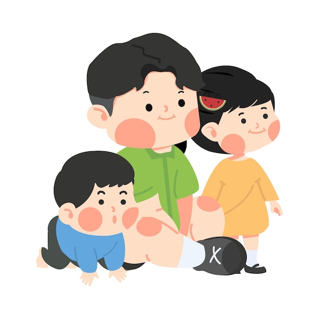 Una caricatura feliz de una familia