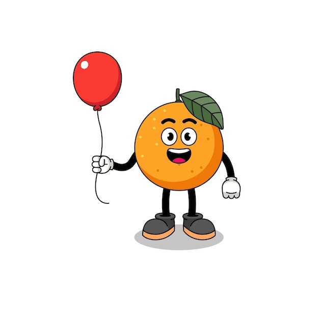 Caricatura de fruta naranja con un diseño de personaje de globo.