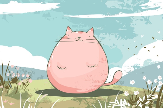 una caricatura de un gato gordo con las palabras gato en la parte inferior