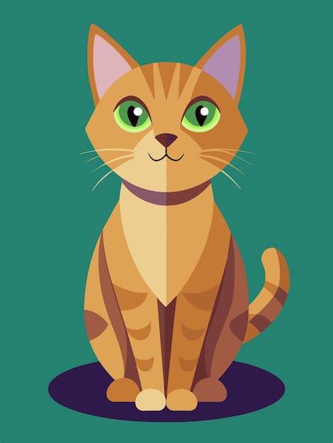 una caricatura de un gato con ojos verdes y un collar