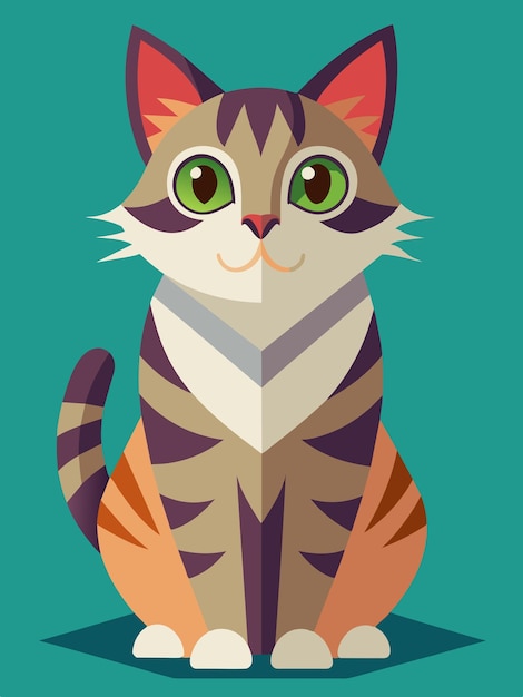 una caricatura de un gato con ojos verdes y ojos verdes