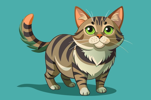 una caricatura de un gato con ojos verdes