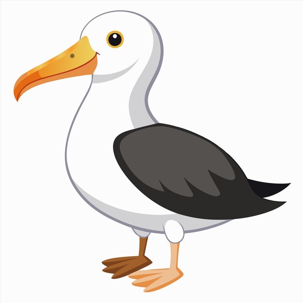 una caricatura de una gaviota con un pico amarillo y un pico blanco