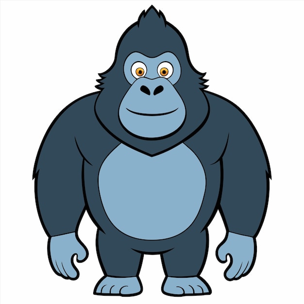una caricatura de un gorila con una cara azul y ojos amarillos