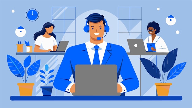 una caricatura de un hombre con auriculares y una computadora portátil