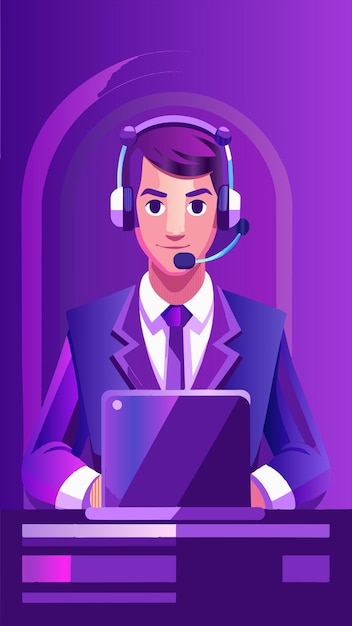 una caricatura de un hombre con auriculares y un micrófono