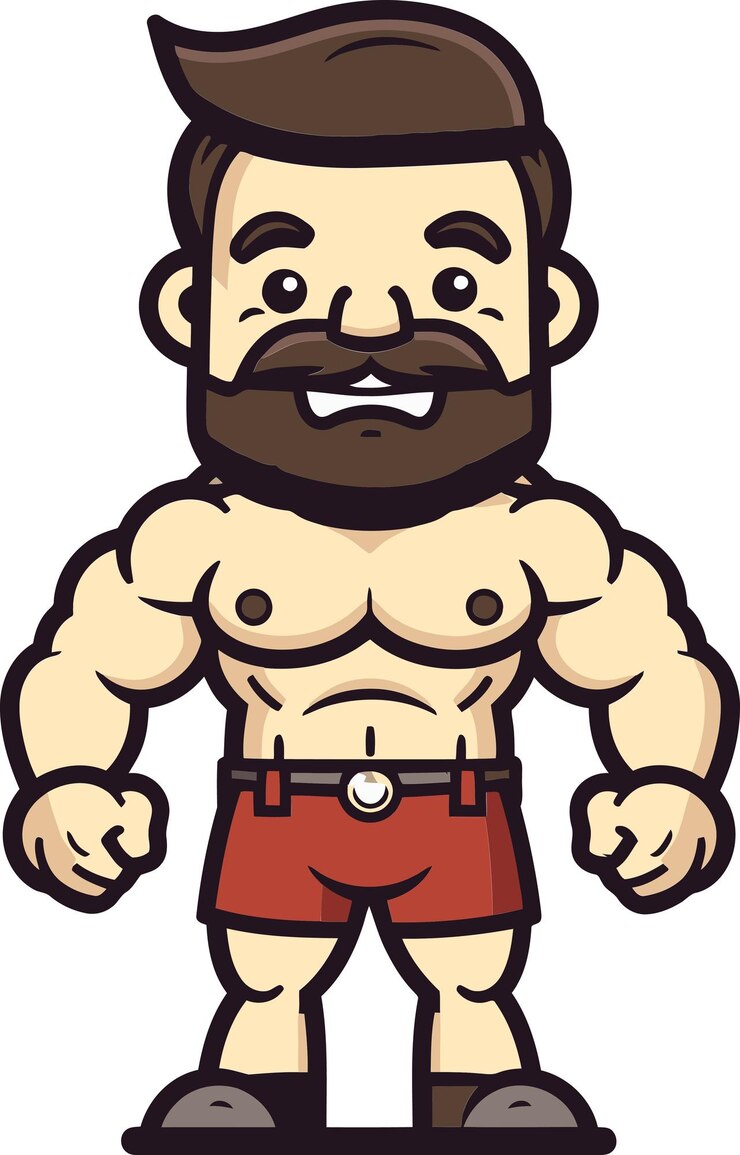 Vector una caricatura de un hombre con barba y bigote