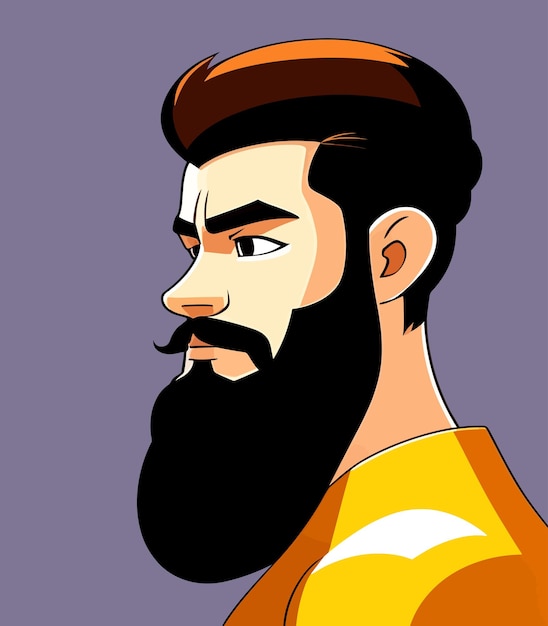 Vector una caricatura de un hombre con barba.