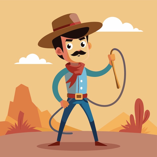 una caricatura de un hombre con bigote y un lazo