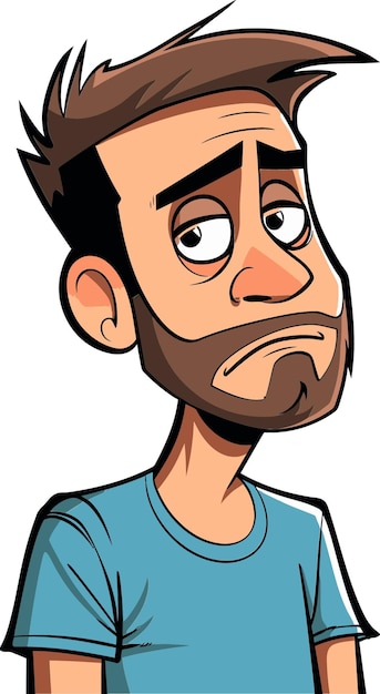 una caricatura de un hombre con una cara triste