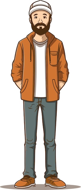 una caricatura de un hombre con una chaqueta que dice que el hombre está usando una chaqueta