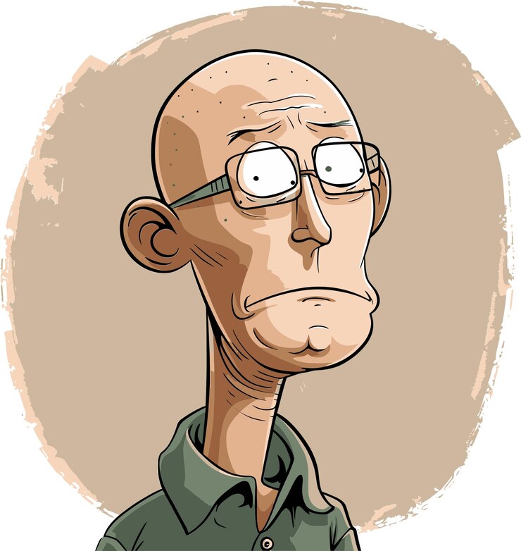 Vector una caricatura de un hombre con gafas y una camisa que dice no