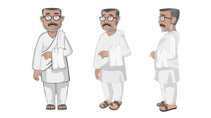 una caricatura de un hombre con gafas y una túnica blanca