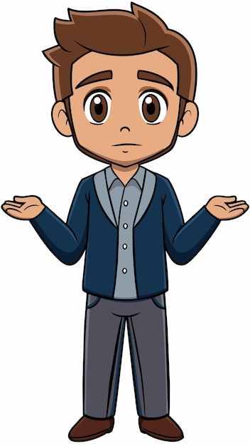 una caricatura de un hombre con las manos en los bolsillos