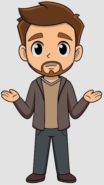 una caricatura de un hombre con las manos en los bolsillos