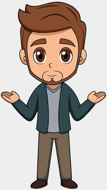 una caricatura de un hombre con las manos en los bolsillos