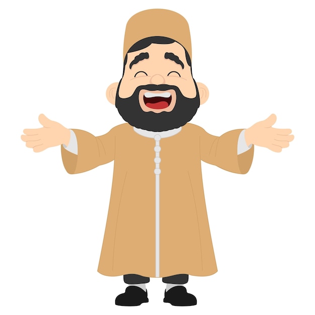 Caricatura de un hombre musulmán feliz