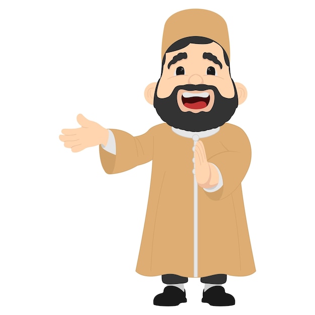 Caricatura de un hombre musulmán sonriente