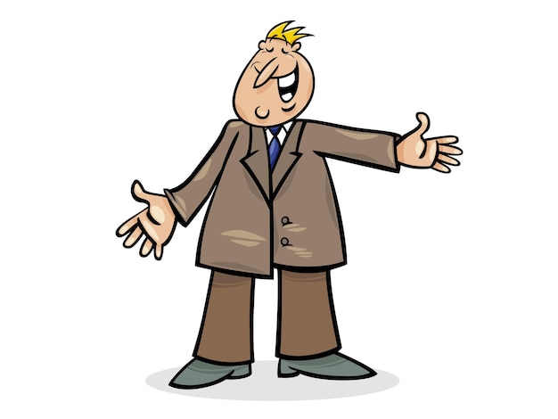 La caricatura del hombre de negocios feliz