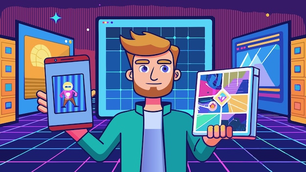 una caricatura de un hombre sosteniendo un cartel que dice el juego en él
