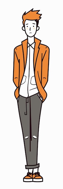 Una caricatura de un hombre vestido con una chaqueta y pantalones.