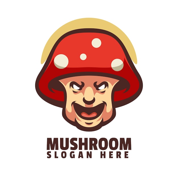 Vector una caricatura de un hongo con una cara y un logo de hongo