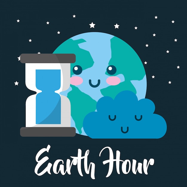 Vector caricatura de la hora del planeta