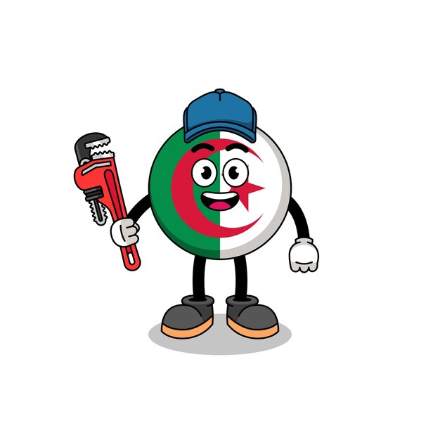 Caricatura de ilustración de bandera de Argelia como fontanero