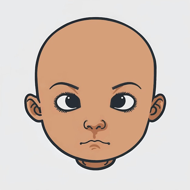 Caricatura de ilustración de vector de cara de niño calvo