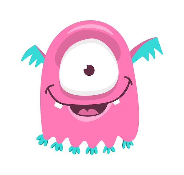 caricatura, infantil, divertido, monstruo, vector, ilustración